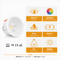 Holux  3000K CRI80 IP44 UGR<19 PC Aluminio Oficina Hotel Foco LED Empotrable