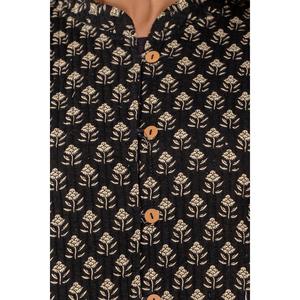Veste noire matelassée en coton léger pour femme, imprimée - SHKL1016 - Product Image 6