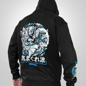 Sweat à capuche graphique style japonais pour hommes conçu imprimé au Canada polaire à l'intérieur 65% polyester 35% coton - Product Image 2