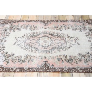 Tapis turc vintage, tapis de 3,8 x 6,4 pieds, tapis floral brun - Product Image 3