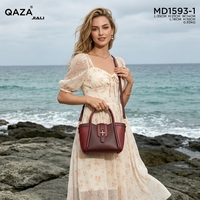 Tas Tangan Wanita QAZA 2026 Terbaru Berkualitas Tinggi Bahan Kulit PU Elegan Model Patchwork Pemasok Grosir Set 2 in 1 Tas Selempang