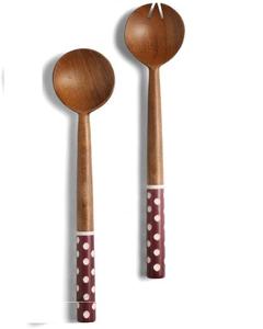 Juego de utensilios de madera de acacia de mango largo de estilo americano, Juego de 2 piezas para servir ensaladas, cubertería, cuchara y tenedor, servidor de ensaladas - Product Image 3