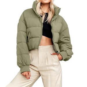 Custom logo Cropped Down <b>Coat</b> Oem Outerwear Winter Women <b>Bubble</b> <b>Coats</b> Customized Lightweight Short Puffer Jacket Woman's - Product Image 5