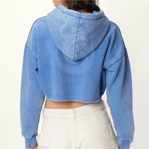 2032 nouveau Style OEM ODM décontracté Logo personnalisé impression haut court à capuche haute qualité sweats femmes haut court à capuche - Product Image 3