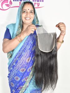 Venta al por mayor producto original cutícula de aspecto natural crudo indio templo cabello humano cierre recto suave sedoso para la venta por exportación - Product Image 5