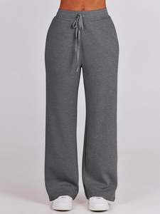 New <b>Women's</b> Spring Flat Front Fleece Lining 100% Cotton High Waist Warm Joggers Sweatpants Low MOQ - Product Image 5