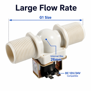 Válvula Solenoide Eléctrica de Plástico de 1 Pulgada 12V 24V 220V Normalmente Cerrada, Válvula Magnética de Control de Agua G1 para Riego, OEM Personalizado - Product Image 1