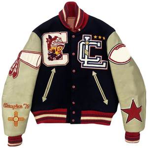 Venta al por mayor mangas de cuero personalizado bordado Diseño Varsity chaquetas de hombre Letterman chaquetas casuales chaquetas para hombre transpirable - Product Image 1