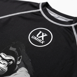 Camiseta de compresión sin costuras para hombre, manga corta, con estampado gráfico de gorila, sublimada, para BJJ, MMA, No Gi - Product Image 3