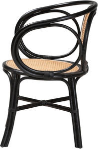 เก้าอี้รับประทานอาหารหวายธรรมชาติของ Baxton Studio palesa สีดำ - Product Image 4