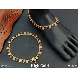 Tobillera de oro brillante polaco Payal para Pie ajustable para mujer, ideal para matrimonio y Festival a bajo precio - Product Image 1