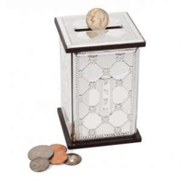 Boîte à monnaie en acier inoxydable en métal de la plus haute qualité conteneur de charité pour la vente chaude boîte d'économie d'argent boîte de bienfaisance islamique