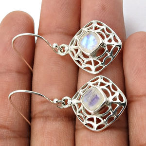 Fabulous Design 925 Sterling Silver Natural Rainbow Moonstone Chunky Dangle Earrings <b>Handmade</b> <b>Jewelry</b> Wholesale Price Suppliers - Product Image 3