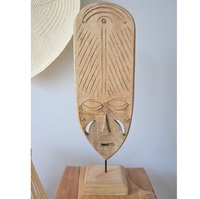 Masque mural tribal en bois sculpture à la main art ethnique visage pour décor à la maison déclaration TABLETOP accent rustique bois gardien totem