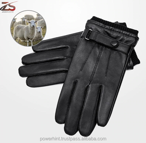 ถุงมือหนังสำหรับฤดูหนาวแบบวินเทจเต็มนิ้วสีดำหน้าจอสัมผัสกันความร้อนเข้ากันได้กับการขี่จักรยาน - Product Image 2