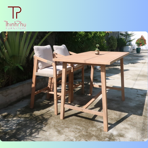 Conjunto de barra de jardín al aire libre de madera de acacia contemporáneo moderno de alta calidad muebles de exterior gran valor precio competitivo Adora - Product Image 1