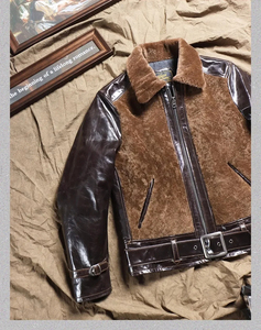 Venta al por mayor 2025 chaqueta de cuero de vaca de alta calidad para hombres forro de piel de oveja personalizado 100% chaquetas de cuero de los hombres logotipo personalizado - Product Image 4