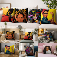 Housse de coussin décorative Yi Nuann, motif femme tribale africaine, en polyester doux, pour canapé
