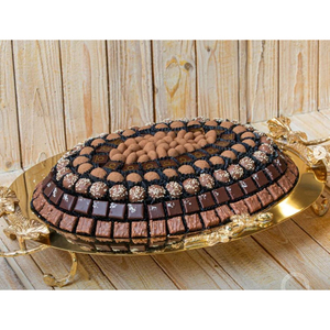 High Quality <b>Stainless</b> <b>Steel</b> Chocolate Serving <b>Tray</b> with Leaf Design Handle for Weddings and Events Hotel Ware Dessert Holder - Product Image 3