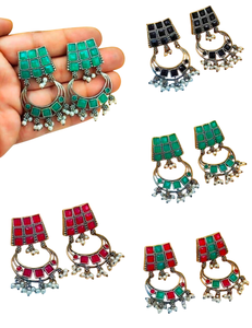 Boucles d'oreilles pendantes ethniques en argent de qualité supérieure avec finition oxydée, parfaites pour une tenue décontractée, une fête ou des occasions spéciales - Product Image 2