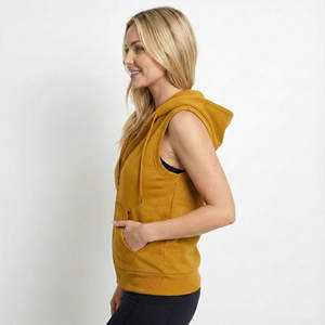 Chaleco con Capucha para Mujer, Sin Mangas, con Cierre, Mezcla de Algodón de Primera Calidad, Corte Regular, Elegante, Precio al por Mayor, Hecho a Medida - Product Image 2