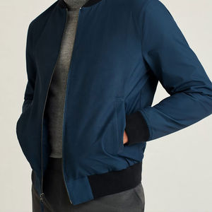 Chaqueta de bombardero con cremallera de tela personalizada para hombre de gran calidad, logotipo personalizado, a prueba de viento, cintura elástica, chaqueta de bombardero de invierno para hombre - Product Image 3