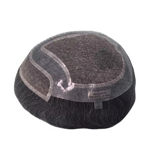 Perruque en cheveux humains vierges Remy indiens, toupet, vague naturelle, trame unique pour prothèse capillaire en dentelle Taz - Product Image 1