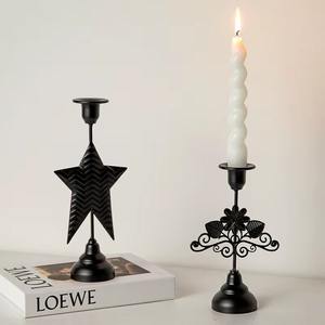 <b>Black</b> Designer Iron Candle Stand Elegant Design Perfect For Bedroom Decor Table Centerpiece And Celebration Use From India - Product Image 6