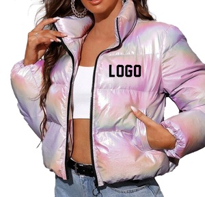 Veste matelassée à col montant, prix de gros, veste matelassée brillante, vestes matelassées pour femmes, recadrées personnalisées, nouvel arrivage - Product Image 4