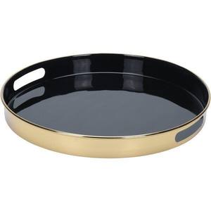 Plateau de service personnalisé moderne de qualité supérieure en métal plaqué or avec poignée en poudre noire émaillée pour la cuisine à domicile - Product Image 1