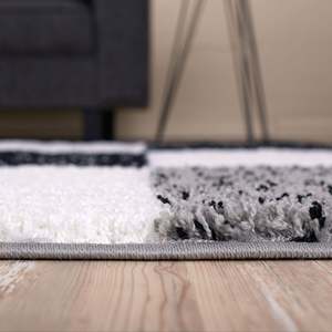 Geometric Grey Machine-Made Polyester <b>Rug</b> for Living Room and <b>Hallway</b> - Product Image 5