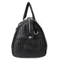 Sac de voyage en cuir véritable noir tissé à la main pour homme, sac de week-end de luxe, résistant à l'eau, écologique, grande capacité