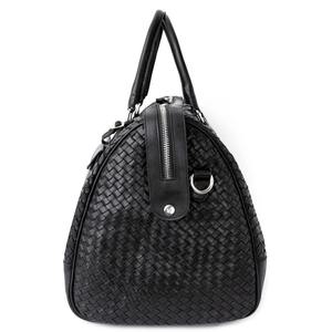Sac de voyage en cuir noir tissé artisanal pour homme, sac de week-end de luxe, sac de voyage pour la nuit, sac de sport, grand sac fourre-tout en polyester - Product Image 4