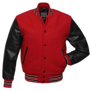 Wholesale Custom Men's Vintage Casual Stand Collar Front Genuine Leather Shell Wool Liner Breathable Winter Letterman <b>Jackets</b> - Product Image 3