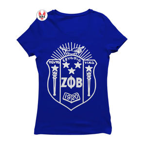 Camiseta de Chenilla Zeta Phi Beta Azul con Letras Griegas Bordadas, Ropa de Sororidad, Camiseta Universitaria de Algodón para Mujer - Product Image 2