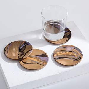 Craftsy Home Set de sous-verres en résine époxy de qualité avec effet océanique Dessous de verre ronds carrés décoratifs en résine époxy - Product Image 3