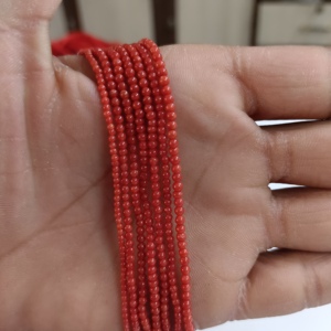Hot Selling Natural Italian Coral Smooth Round <b>Beads</b> 3.5mm- 4 mm Strand Loose Round Coral Gemstone Original Mined Italian Corals - Product Image 3
