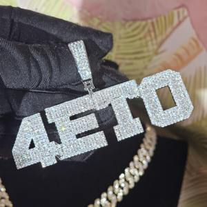 Collier pendentif personnalisé avec nom en argent 925 plaqué or, diamant moissanite baguette VVS tendance, pour homme, à bas prix - Product Image 2