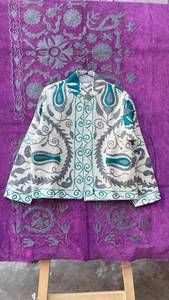 White suzani Embroidered Jacket Boho Floral Art Coat Floral Suzani Jacket <b>Unique</b> <b>Gift</b> <b>For</b> <b>Her</b> - Product Image 6