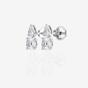 Cushion and Pear Cut Moissanite Diamond Sterling Silver <b>Stud</b> <b>Earrings</b> - Product Image 6