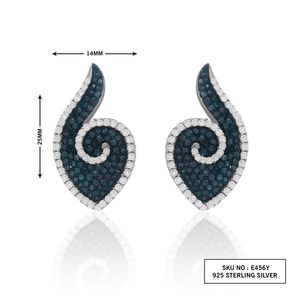 JEWELSPAARK Best Quality 1.53 Ct Round Cut White <b>Blue</b> Natural Diamond Women's <b>Stud</b> <b>Earrings</b> Trendy Style Yellow Gold Plated - Product Image 2