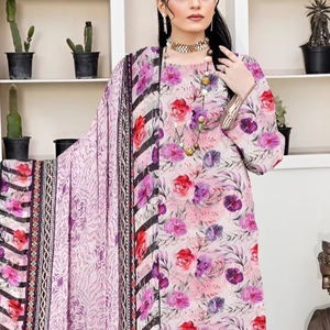 2025 Collection d'été nouveautés haute qualité femmes Shalwar Kameez Unstitch imprimé coton/pelouse costumes grande taille 3 pièces ensemble - Product Image 1