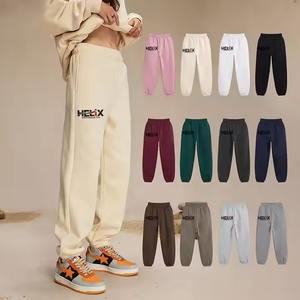 Pantalons de survêtement en coton français léger et décontracté pour hommes, personnalisés en gros, imprimés, noirs, coupe droite, ample, vintage, délavé à l'acide - Product Image 2