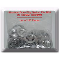 LOT 100 Joint de bouchon de vidange d'huile en aluminium ID: 18,2 mm OD: 24 mm Compatible avec : Chysler Volvo &