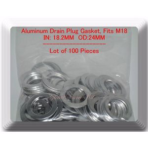 LOT 100 Joint de bouchon de vidange d'huile en aluminium ID: 18,2 mm OD: 24 mm Compatible avec : Chysler Volvo & - Product Image 1