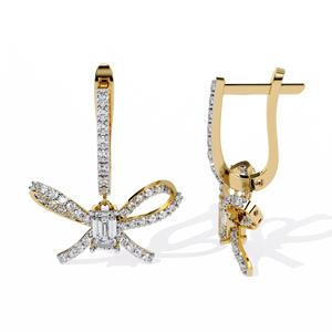 Pendientes de Lujo con Forma de Mariposa y Diamantes Cultivados en Laboratorio Inspirados en un Lazo, Chapados en Oro Rosa para Bodas, Fiestas y Regalos - Product Image 1