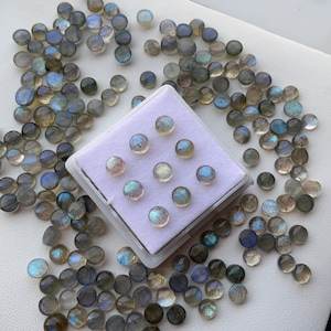 Labradorite naturelle de haute qualité Rajasthan 4mm 5mm 10mm 12mm coupe ovale calibré dos plat lâche faisant collier fait main - Product Image 3