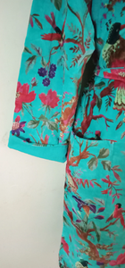 Hiver indien Velours Kimono Peignoir Oiseaux Imprimer Robes kimono Style Vêtements De Nuit À La Main Maxi Robe Robe - Product Image 3