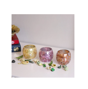 Bougeoir votif en verre de mosaïque marocaine de conception unique pour la décoration - Product Image 1