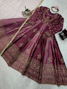 Diwali Festive Party Anarkali Fantaisie Costume Palazzo Set Western Broderie Travail Multi Fil Séquence Moti Travail Séchage Rapide - Product Image 6